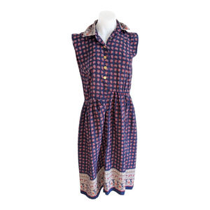 Vintage Schrader Petite Size 4 Paisley Print Shirt Dress Collared Sleeveless
